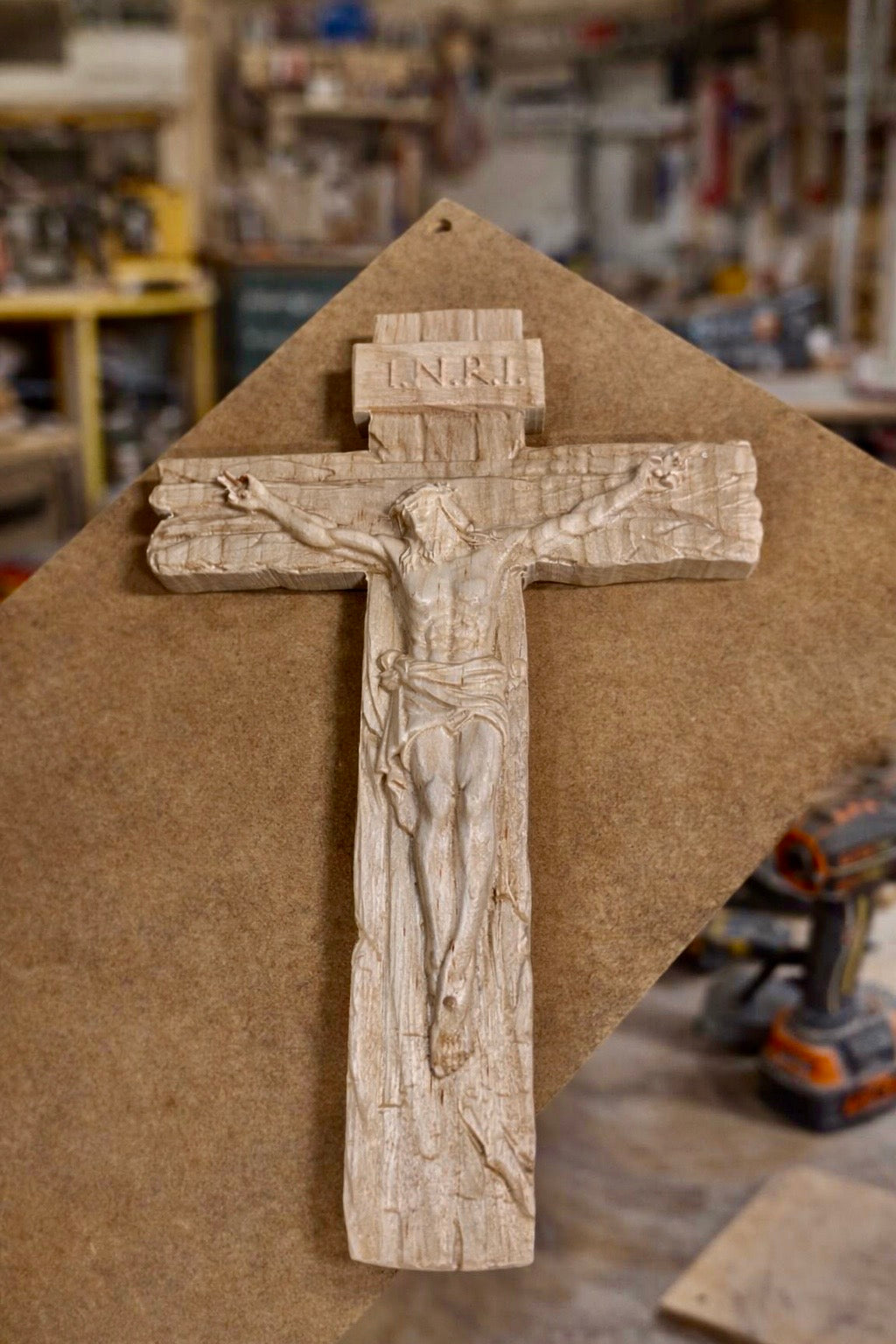 CNC Carved Jesus on the Cross Wall Art
