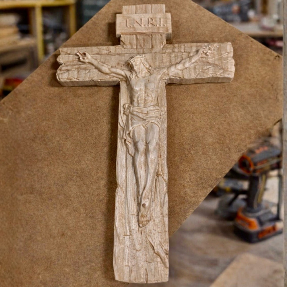 CNC Carved Jesus on the Cross Wall Art