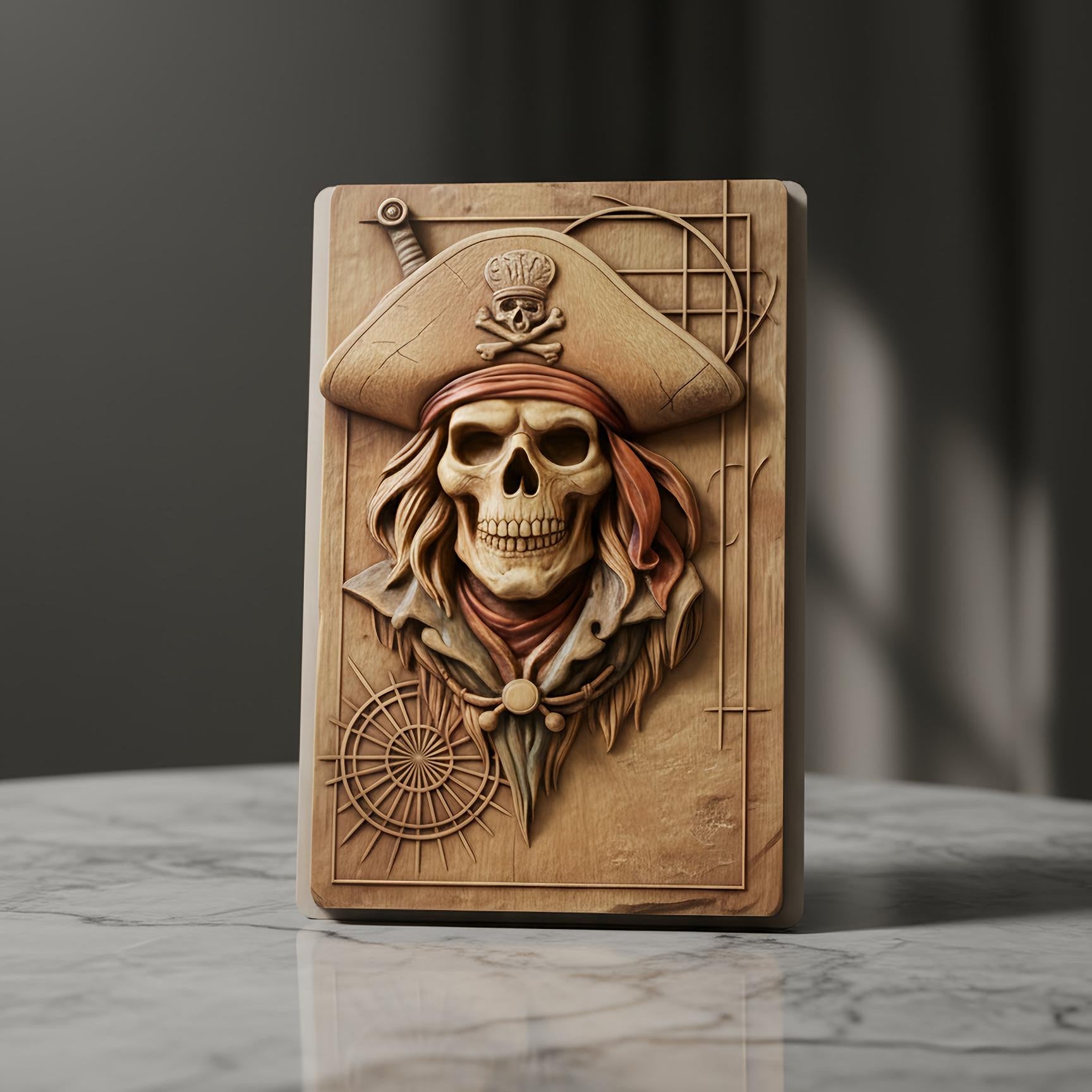 CNC Carved Pirate Skull Wall Art
